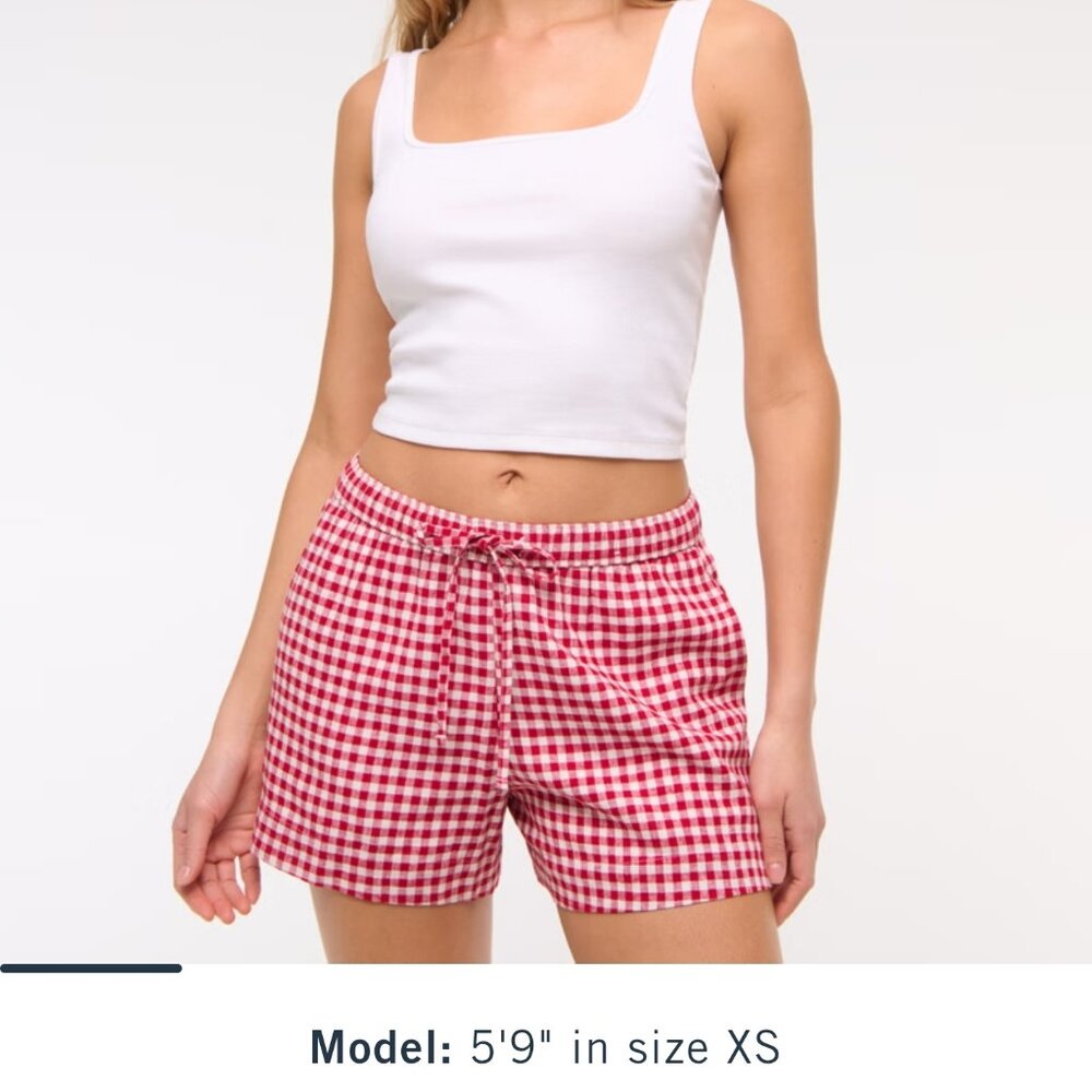 NWT - Abercrombie Linen Gingham Shorts